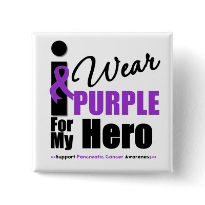 Pancreatic Cancer I Wear Purple Ribbon Hero Pin