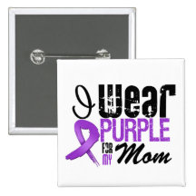 Pancreatic Cancer I Wear Purple Ribbon MOM Pinback Button