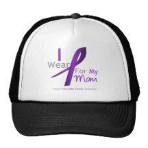 Pancreatic Cancer I Wear Purple Ribbon Mom Trucker Hat