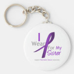 Pancreatic Cancer I Wear Purple Ribbon Sister Keychains