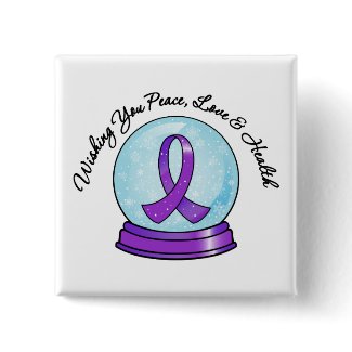Pancreatic Cancer Merry Christmas Ribbon Snowglobe button