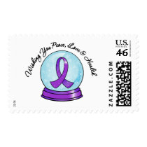 Pancreatic Cancer Merry Christmas Ribbon Snowglobe Stamp