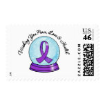 Pancreatic Cancer Merry Christmas Ribbon Snowglobe Stamp