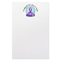 Pancreatic Cancer Merry Christmas Ribbon Snowglobe stationery