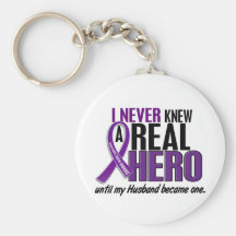 Pancreatic Cancer NEVER KNEW A HERO 2 Husband Key Chain