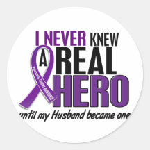 Pancreatic Cancer NEVER KNEW A HERO 2 Husband Round Sticker