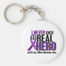Pancreatic Cancer NEVER KNEW A HERO 2 Mom Key Chain
