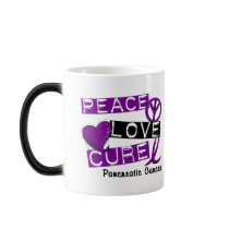 Pancreatic Cancer PEACE LOVE CURE 1 Coffee Mugs