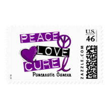 Pancreatic Cancer PEACE LOVE CURE 1 Stamp