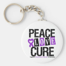 Pancreatic Cancer Peace Love Cure Keychains