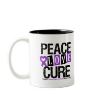 Pancreatic Cancer Peace Love Cure Mug