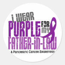 Pancreatic Cancer Purple For My Father-In-Law 6.2 Stickers