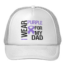 Pancreatic Cancer Purple Ribbon (Dad) Mesh Hats