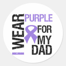 Pancreatic Cancer Purple Ribbon (Dad) Round Stickers
