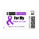 Pancreatic Cancer Purple Ribbon Father-in-Law Stamps