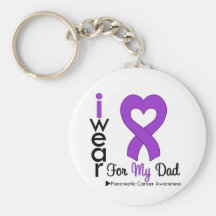 Pancreatic Cancer Purple Ribbon Support Dad Key Chain