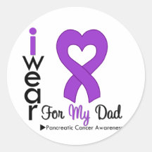 Pancreatic Cancer Purple Ribbon Support Dad Round Stickers