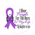 Pancreatic Cancer Ribbon My Hero My Daughter inLaw stickers