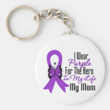 Pancreatic Cancer Ribbon My Hero My Mom Key Chains