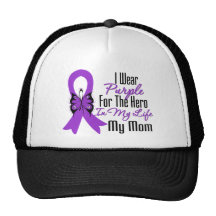Pancreatic Cancer Ribbon My Hero My Mom Mesh Hats