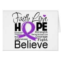 Pancreatic Cancer Typographic Faith Love Hope Greeting Cards