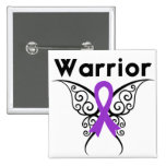 Pancreatic Cancer Warrior Tribal Butterfly Button