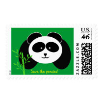 Panda and Bamboo postage by LyttleYellowFlower Panda and Bamboo postage