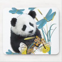 Panda and Dragonflies mousepads by friskybiz Panda and Dragonflies mousepads