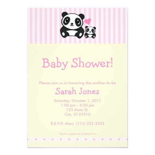 Panda Baby Shower - Pink & Cream Personalized Invitation