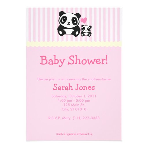 Panda Baby Shower - Pink Invitation