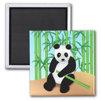 Panda Bear & Bamboo Plants Refrigerator Magnet