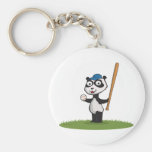 Panda Bear Baseball Keychain