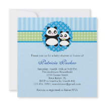 Panda Bear Boy Baby Shower Invitation