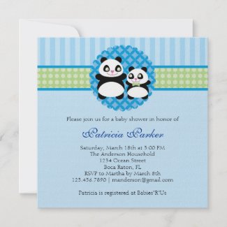 Panda Bear Boy Baby Shower Invitation zazzle_invitation