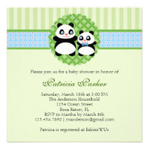 Panda Bear Boy Baby Shower Invitation