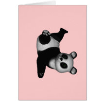 Panda Bear doing hand stand with one hand! Greeting Cards