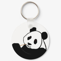 Panda bear eating key chain keychains