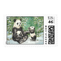 Panda Bear Family in Winter stamps