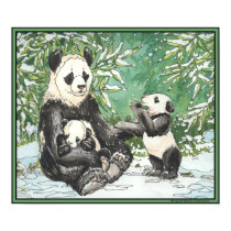 Panda Bear Family in Winter posters