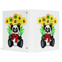 Panda Bear Flowers 3 Ring Binder