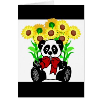 Panda Bear Flowers cards, stickers, t-shirts and gifts