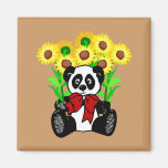 Panda Bear Flowers Refrigerator Magnet