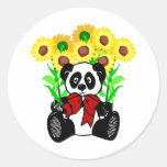 Panda Bear Flowers Round Sticker