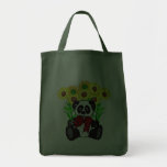 Panda Bear Flowers Tote Bag