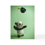 Panda Bear Graduation Cap Throw Card