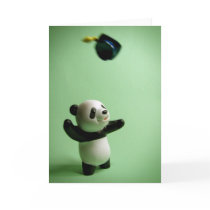 Panda Bear Graduation Cap Throw Card