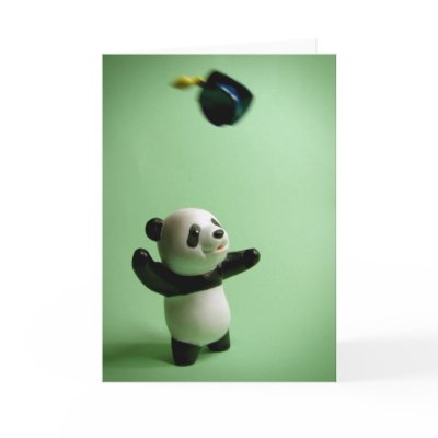 Panda Bear Graduation Cap Throw Card by beverlytazangel