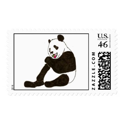 PANDA BEAR SUCKING A LOLLYPOP POSTAGE STAMP by SUNZUP4U