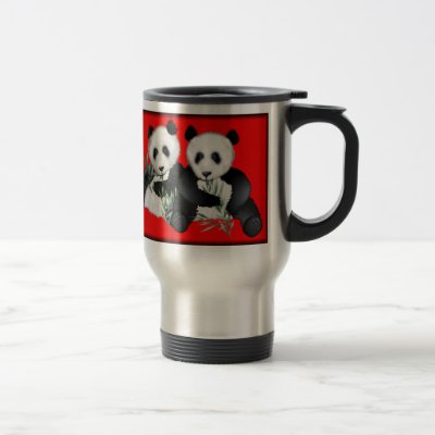 Panda Bear Travel Mug by Paintedlynx