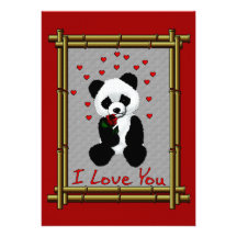 Panda Bear Valentine Custom Announcement